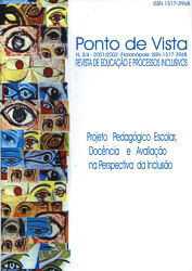 					Visualizar n. 3/4 (2002): Projeto pedagógico escolar, docência e avaliação na perspectiva da inclusão
				